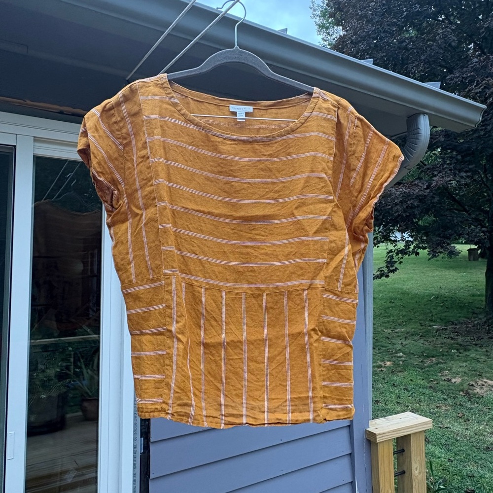 Garnet Hill Orange Striped Blouse
